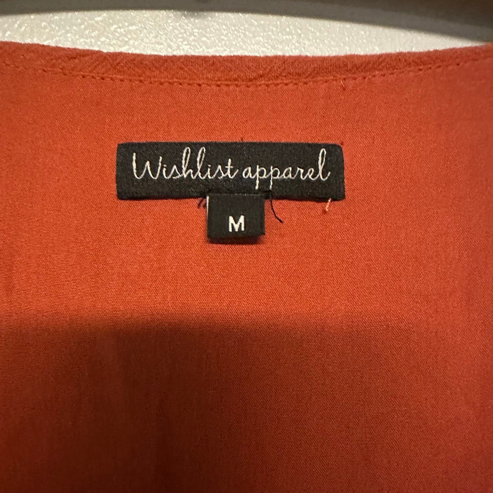 Women's Wishlist Apparel Orange Mini Dress size medium pockets v-neck boho - Picture 2 of 10